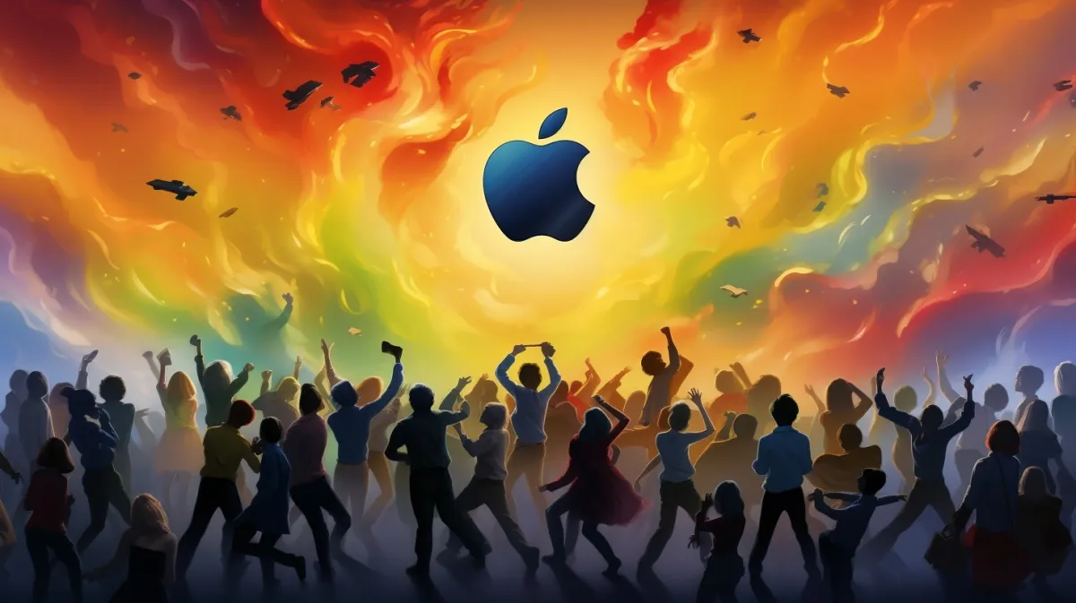 lots-of-people-dancing-around-an-apple-logo-on-a-colorful-background.webp